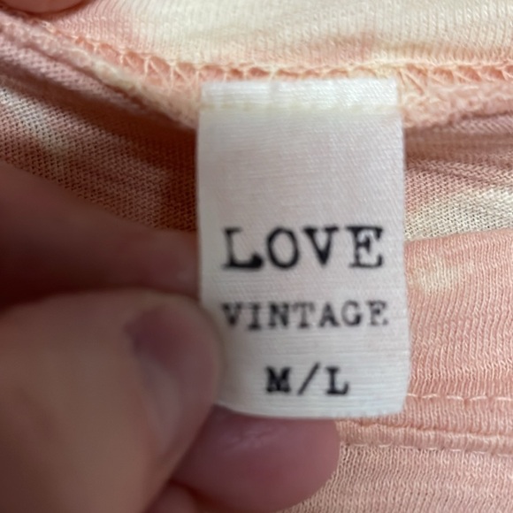 Love Vintage size M/L Tie-Dye Pink and Cream Short Sleeve Crop Top with Pocket - Picture 2 of 7